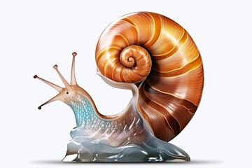 snail nautilus ammonite gastropod winkle isolated on white background with 8k high resolution - obrazy, fototapety, plakaty