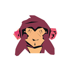 cartoon of monkey with edge line and transparent background