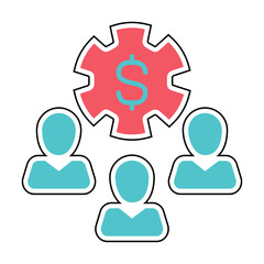 Sticker money team management design vector icon design vector line icon svg
