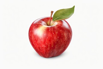 red apple with leaf isolated on white background