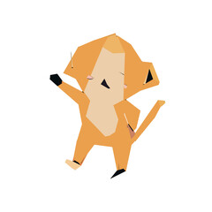 cartoon of monkey with edge line and transparent background