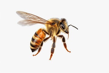 bee isolated on white background with 8k high resolution
