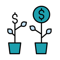Filled Line borrow money plant design vector icon design vector line icon svg
