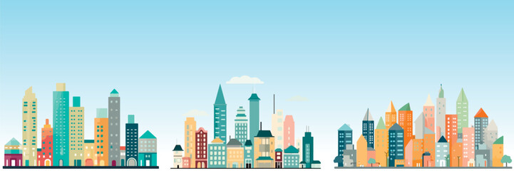 Abstract flat vector illustration of modern city.