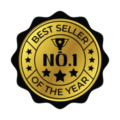 Best Seller Of The Year Winner Badge, Emblem, Label Seal, Rubber Stamp For Business And Shopping Rating Sybol, Top Seller Of The Year Badge Vector Illustration