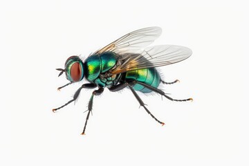close up of a fly isolated on white background with 8k high resolution