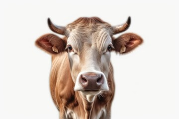 Naklejka premium portrait of a cow isolated on white background with 8k high resolution