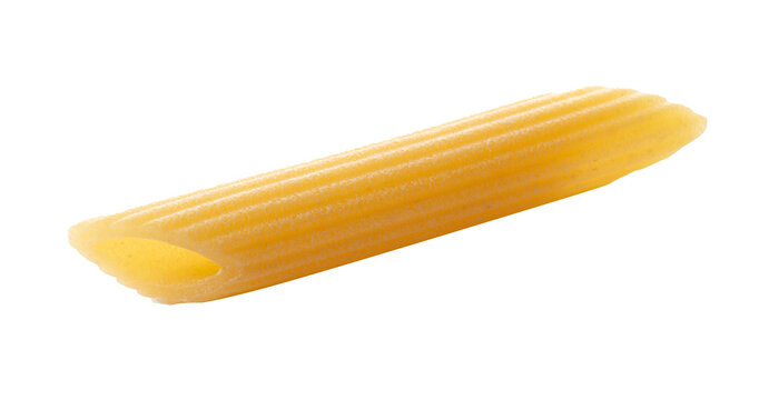 raw pasta isolated on white background, top view