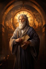 Naklejka premium A prophet of God announcing that a judgment is coming and the second coming of Jesus Christ is near Generative AI Illustration