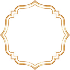 Ramadan window frame shape. Islamic golden Muslim mosque element of architecture with ornament.