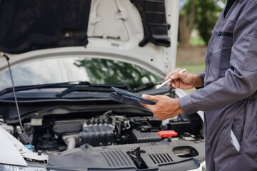 car mechanic working Engine repair and maintenance service