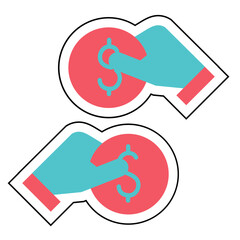 Sticker Borrow hand design vector icon design vector line icon svg
