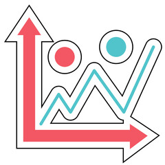 Sticker chart information flow design vector icon design vector line icon svg