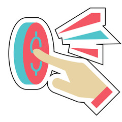 Sticker pay per click coin money design vector icon design vector line icon svg