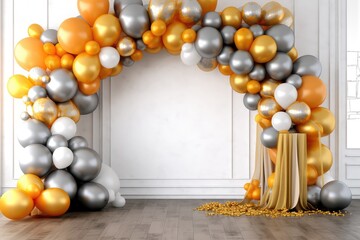 Fototapeta na wymiar Balloon garland with arch Aspire to award gate winning professional photography