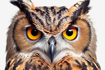 Obraz premium great horned owl 8k high resolution isolated on white background