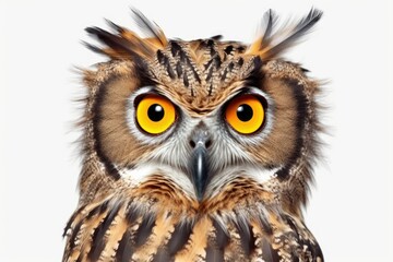 Naklejka premium great horned owl 8k high resolution isolated on white background