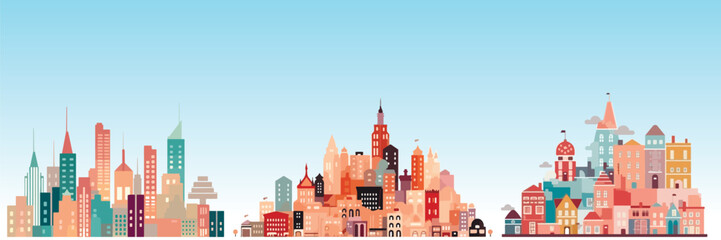 Abstract flat vector illustration of modern city.