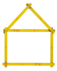 Meterstab in Form von einem Haus isoliert über transparentem Hintergrund