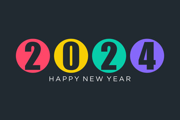 2024 Happy New Year logo design vector. colorful new year 2024 design