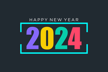 2024 Happy New Year logo design vector. colorful new year 2024 design