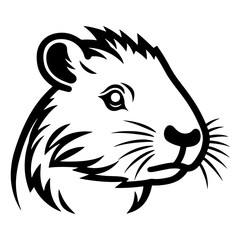 cute little Capybara Silhouette on White Background. Line art black and white illustration. Vector Animal Template for Icon, Logo Company, Symbol etc