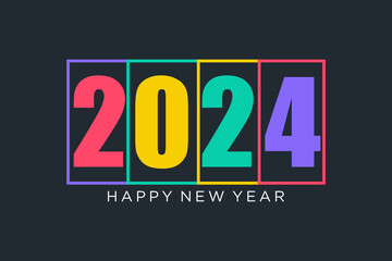 2024 Happy New Year logo design vector. colorful new year 2024 design