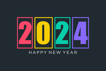 2024 Happy New Year logo design vector. colorful new year 2024 design