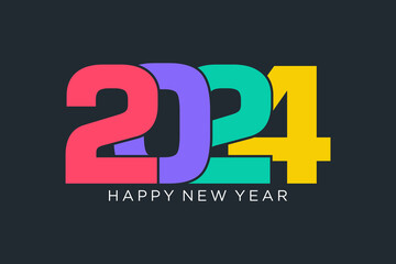 2024 Happy New Year logo design vector. colorful new year 2024 design 