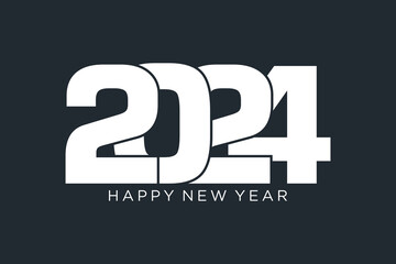 2024 Happy New Year logo design vector. white new year 2024 design 