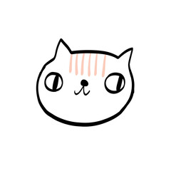 Vector hand-drawn illustration of a cute kitty cat. Funny kitten for kids. Scandinavian style. Pets. Animals. 