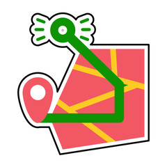 Sticker map start location design vector icon design vector line icon svg