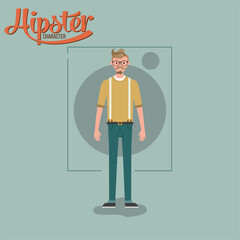 Isolated colored male hipster character Vector