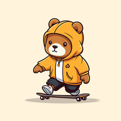 cute bear riding skateboard summer sport vector illustration © StockNinja
