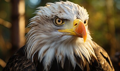 Bald eagle against the backdrop of nature, generative AI