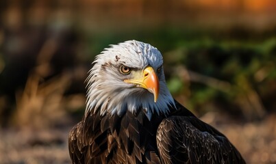 Obraz premium Photo beautiful closeup shot of a bald eagle head, generative AI