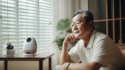 ai generated illustration senior and future healthcare equipment