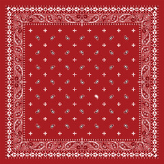 Simply Bandana decorated with white black geometric ornament lines that can be applied to fabrics of various colors