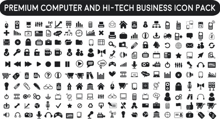 set of icons | premium Computer Computer Accessories and Hi-Tech Business icon pack with addition Trendy Normal Routine signs 200 icon pack