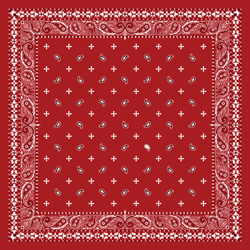 Simply Bandana decorated with white black geometric ornament lines that can be applied to fabrics of various colors