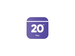 20th May calendar date month icon with gradient color, flat design style vector illustration
