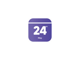 24th May calendar date month icon with gradient color, flat design style vector illustration
