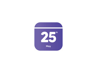 25th May calendar date month icon with gradient color, flat design style vector illustration
