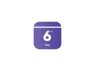 6th May calendar date month icon with gradient color, flat design style vector illustration
