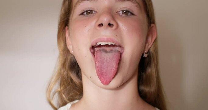 Pediatric Oral Examination: Educational Video Demonstrated by an 11-Year-Old. High quality 4k footage