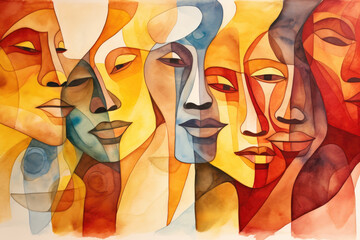 Abstract portraits of people. National Hispanic heritage month. Spanish culture celebration. - Powered by Adobe