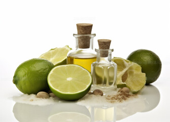 organic oil natural spa lemon body skincare bottle lime treatment. Generative AI.