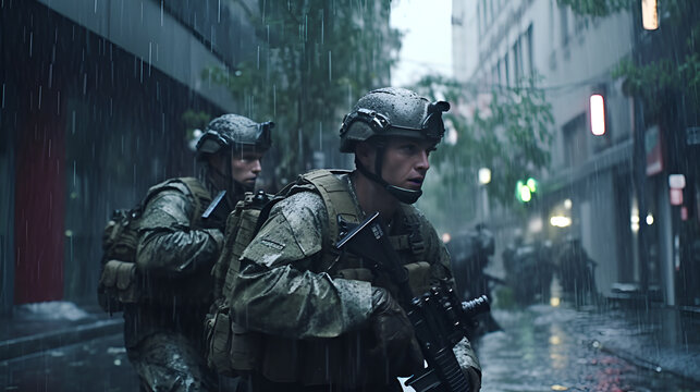 Infantry Division and Marine Corps in War and Fight AI Generative