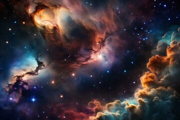 Fototapeta premium Colorful Space Galaxy Cloud Nebula. Starry Night Cosmos. Universe Science Astronomy. Supernova background wallpaper Generative AI