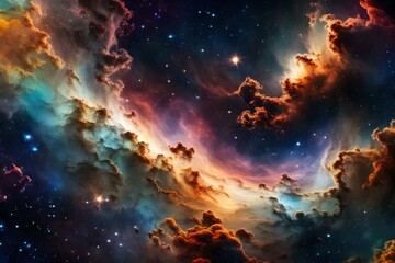 Obraz na płótnie Canvas Colorful Space Galaxy Cloud Nebula. Starry Night Cosmos. Universe Science Astronomy. Supernova background wallpaper Generative AI